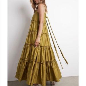 Aje Casabianca Dress in Green (Olive/Gold)